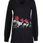 Sweater Sommerwiese, black with Sommerwiese embroidery