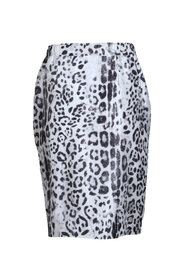 Wrap skirt Leo-Print, white-black, pure silk