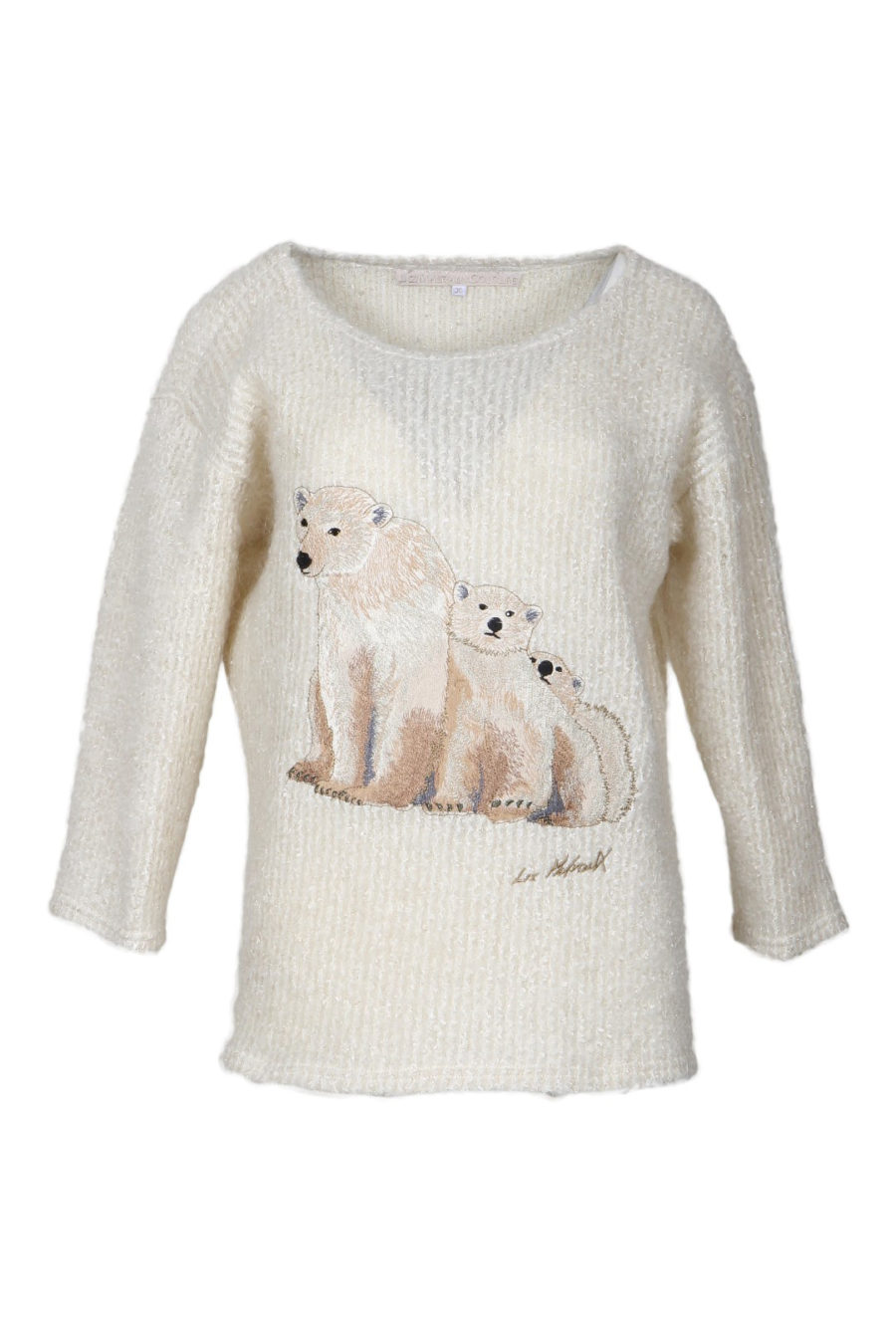 Oversize sweater with Alaska-embroidery, ecru-beige