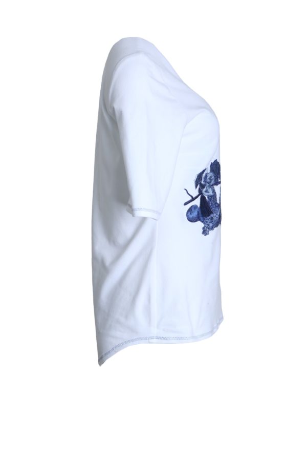 Shirt with still-life-embroidery, white-navy