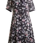 Dress, pure silk with floral print, border
