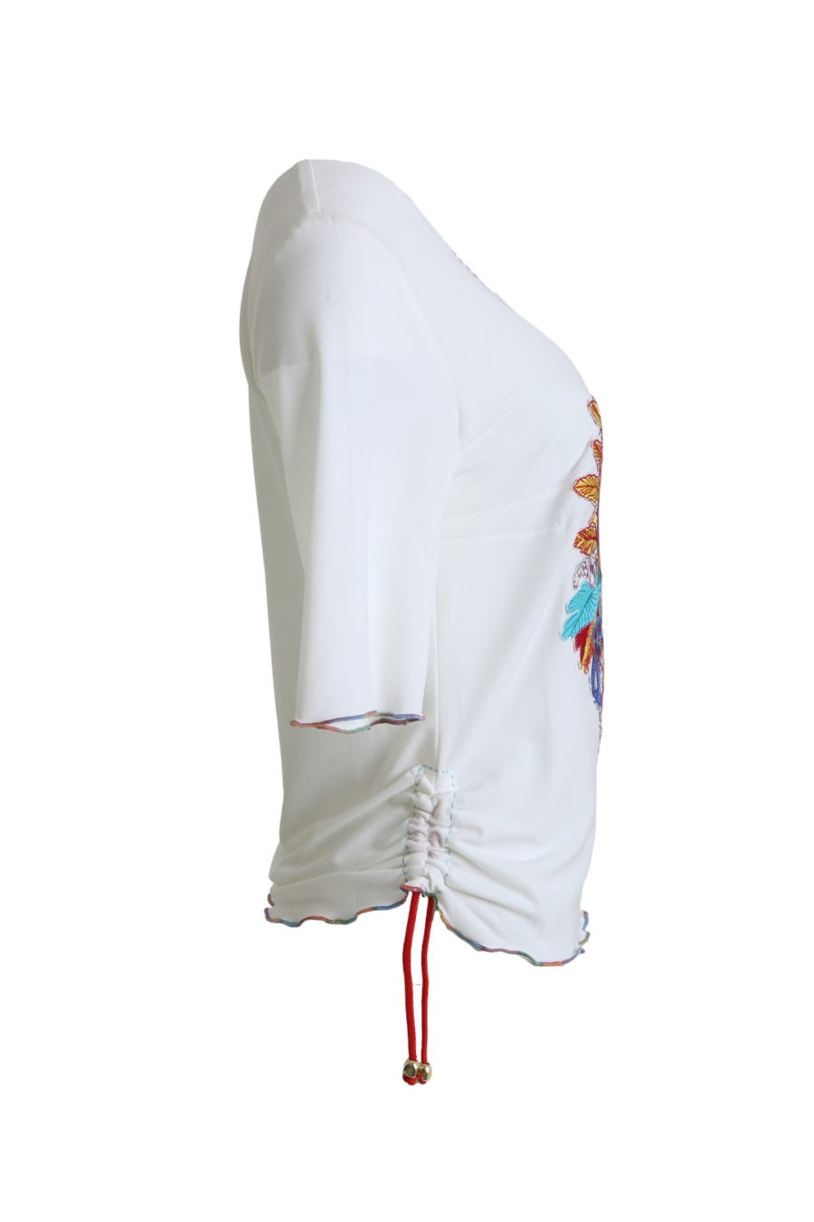 Shirt with multicolor blossom-embroidery white