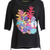 Shirt with multicolor blossom-embroidery black