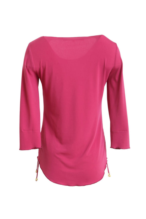 Shirt, fuchsia, with natural embroidery