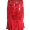 Croco skirt, red, leather and microfibre