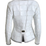 Croco jacket, white with embroidered border in black-white