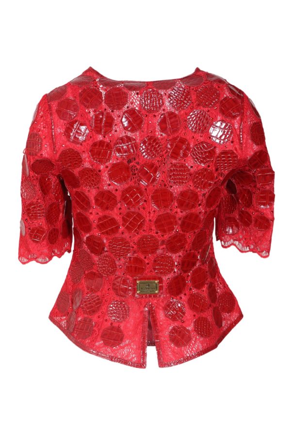 Jacket, elastic lace with croco patches