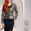 Peacock sequined jacket with embroidered border, navy-gold