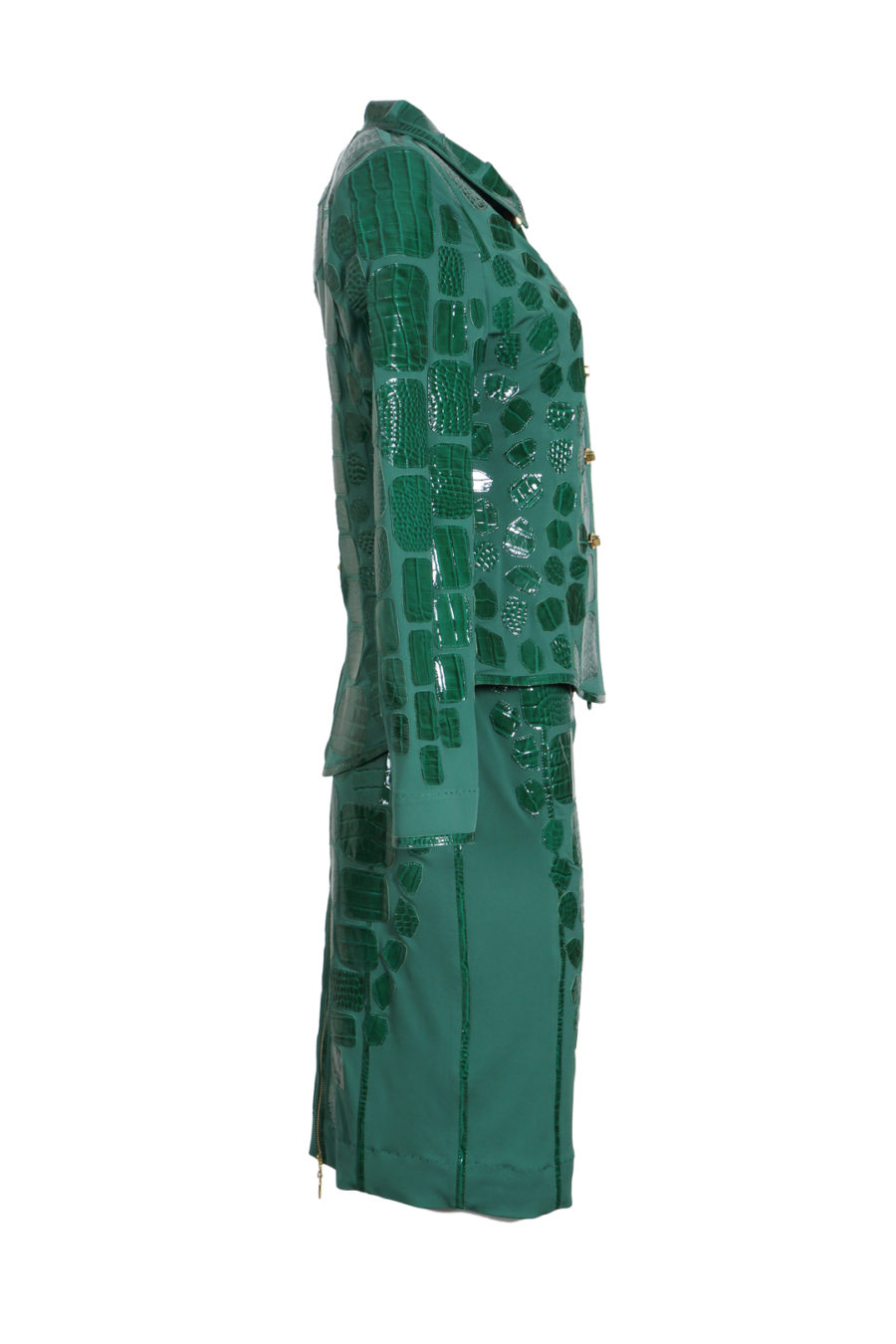 Emerald croco skirt with multipatches