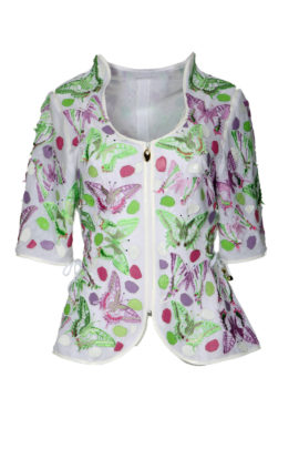 Couture jacket with appliqué butterflies