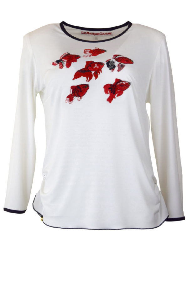 Shirt, Ocean-Embroidery, Kontrast Einfassung, LA