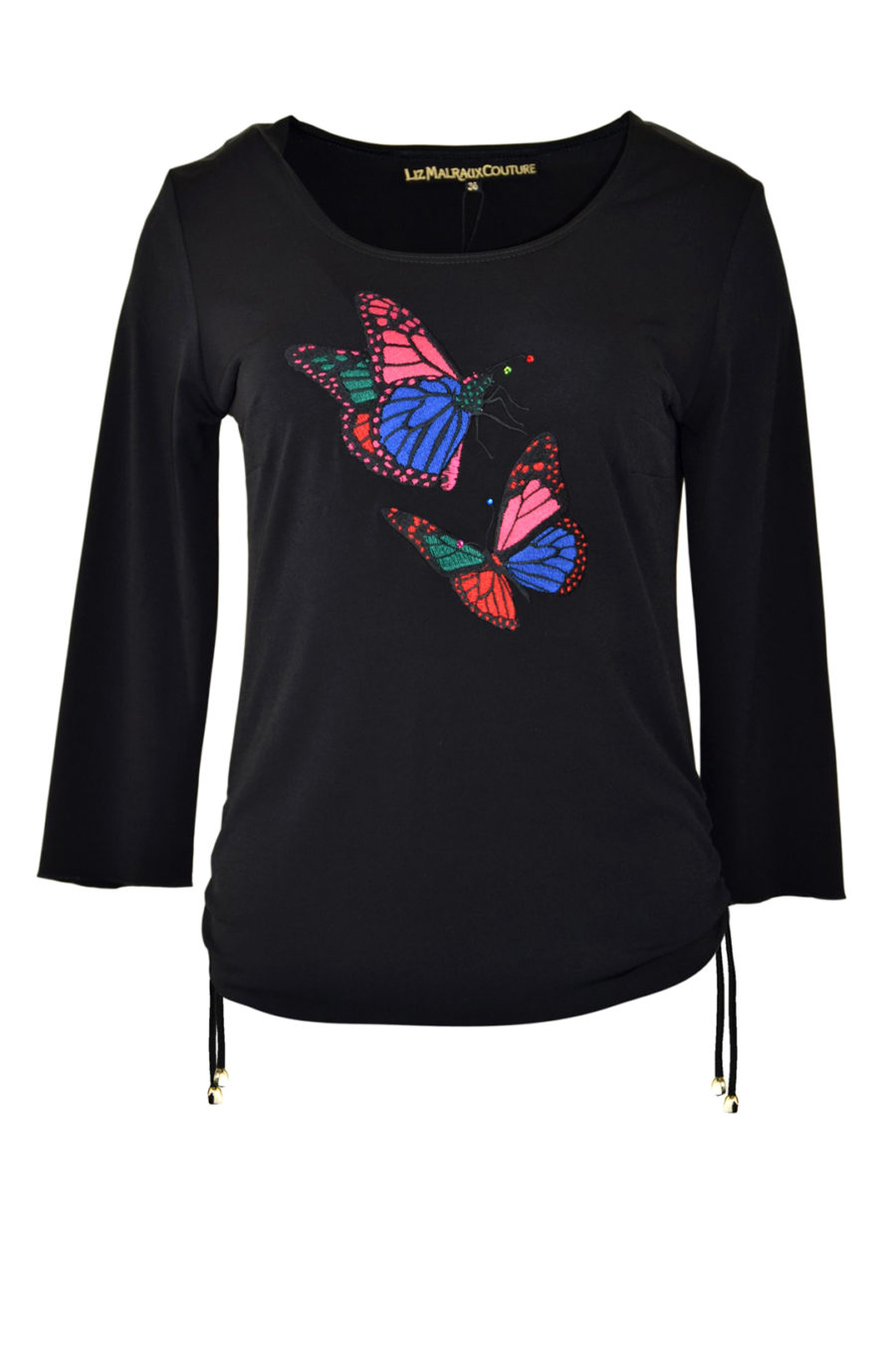 Shirt, schwarz mit Butterfly-embroidery, LA