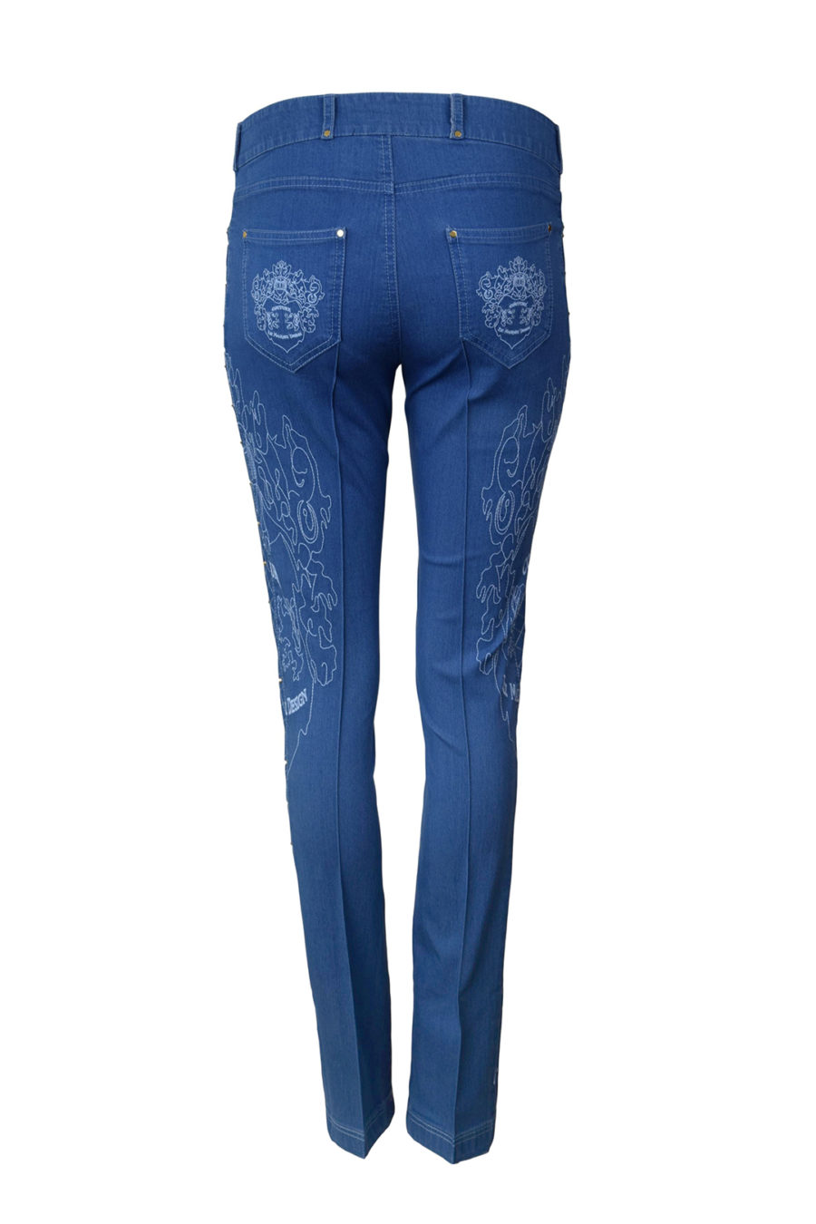 Jeans mit "XL-heraldik-embroidery" und Nieten