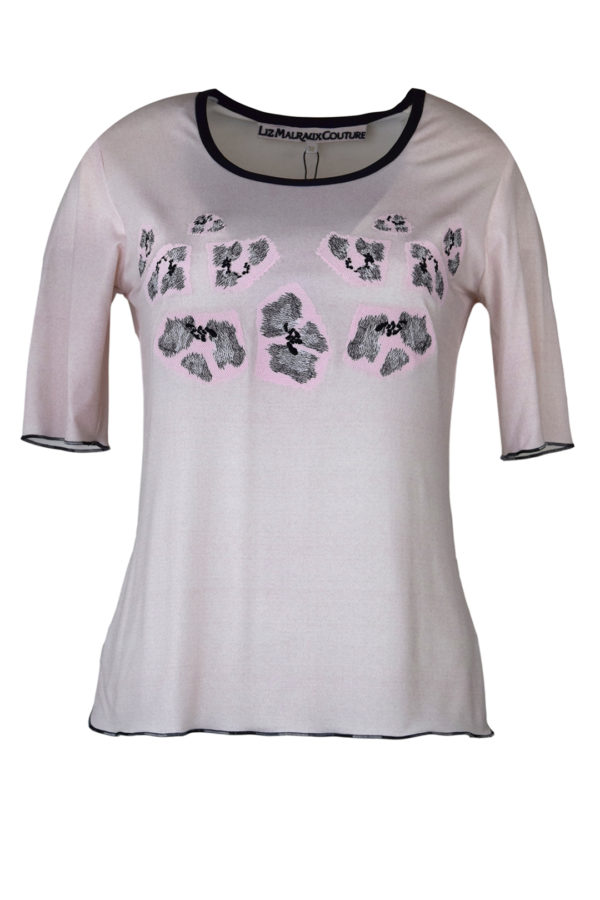 Shirt mit "rosenquarz-embroidery", Kurzarm