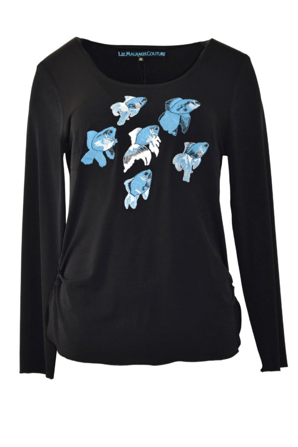 Shirt, mit"ocean-embroidery", Kurzarm