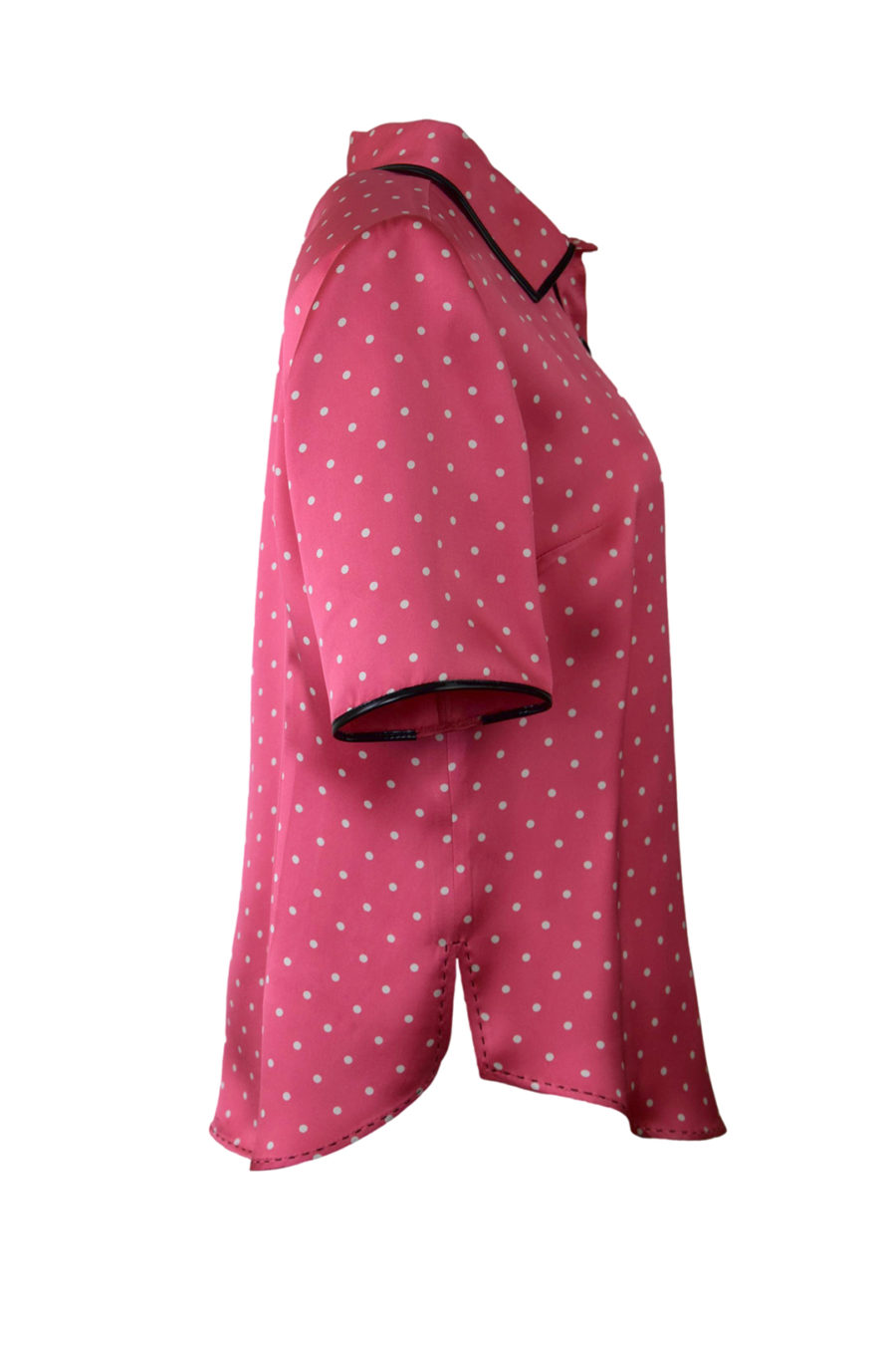 Bluse, Reine Seide, Satin mit Lackkontrasten,Kurzarm