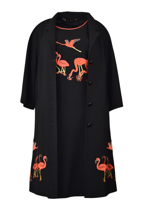 Kleid mit "flamingo-embroidery", mit Taschen