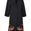 Mantel mit "flamingo-embroidery", Revers und Taschen