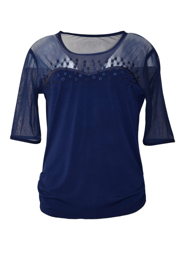 Couture Shirt, transpatent,"tupfen-embroidery, appliziert mit Kristallen von Svarovski