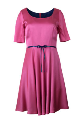 Kleid, Glockenform, Seidensatin, pink