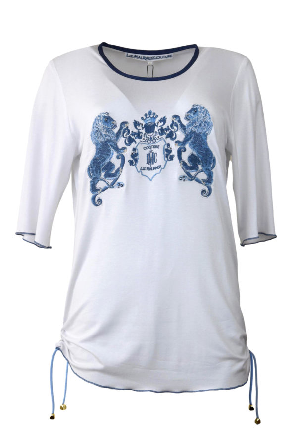 Shirt mit "Heraldic-lion-embroidery", Kurzarm