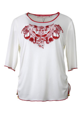Shirt mit "ornament-emboidery" und Kristallen, Kurzarm
