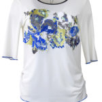 Shirt mit "art-flower-embroidery", Kurzarm