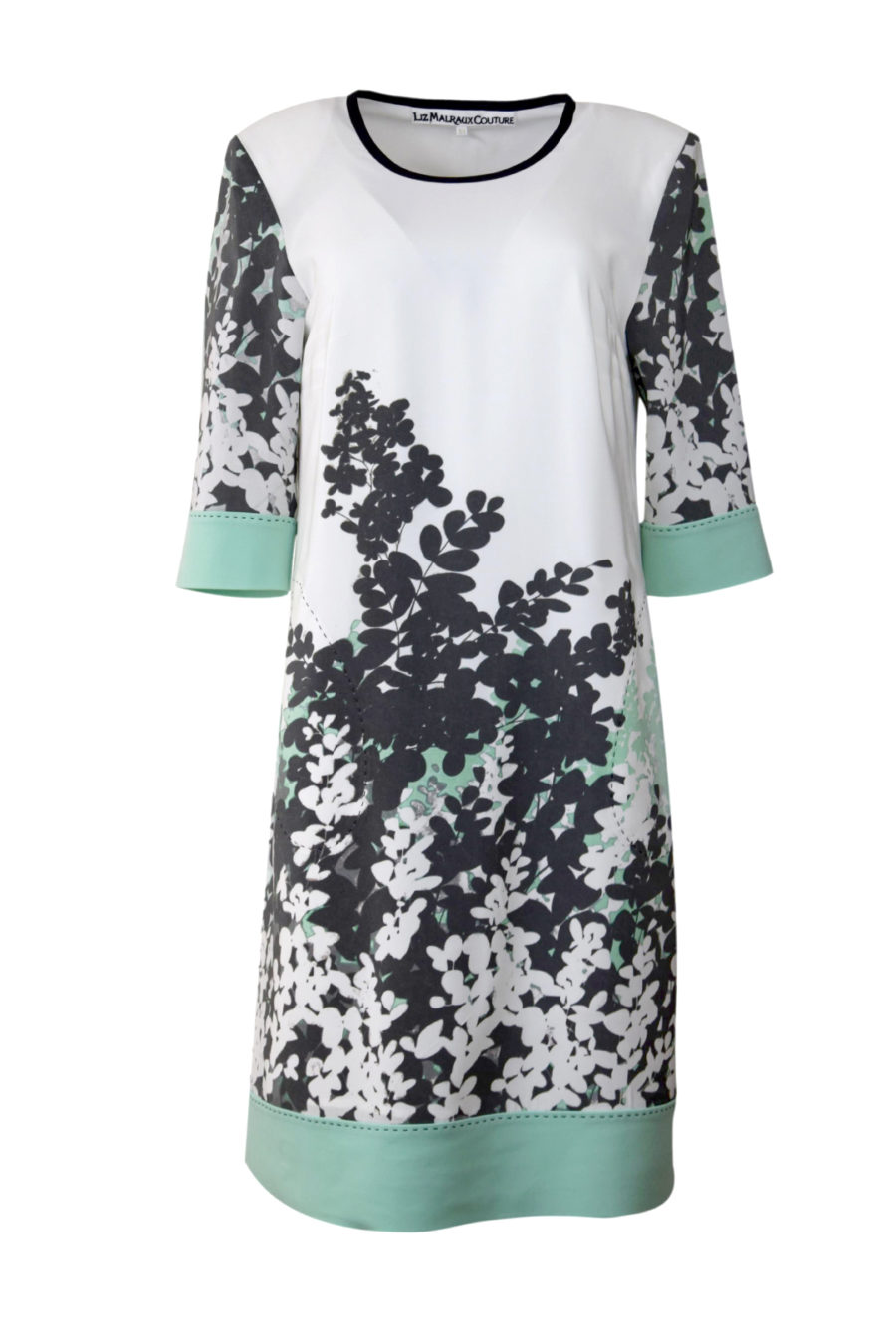 Tunika-Kleid, Reine Seide handbemalt mit Jersey Kontrasten