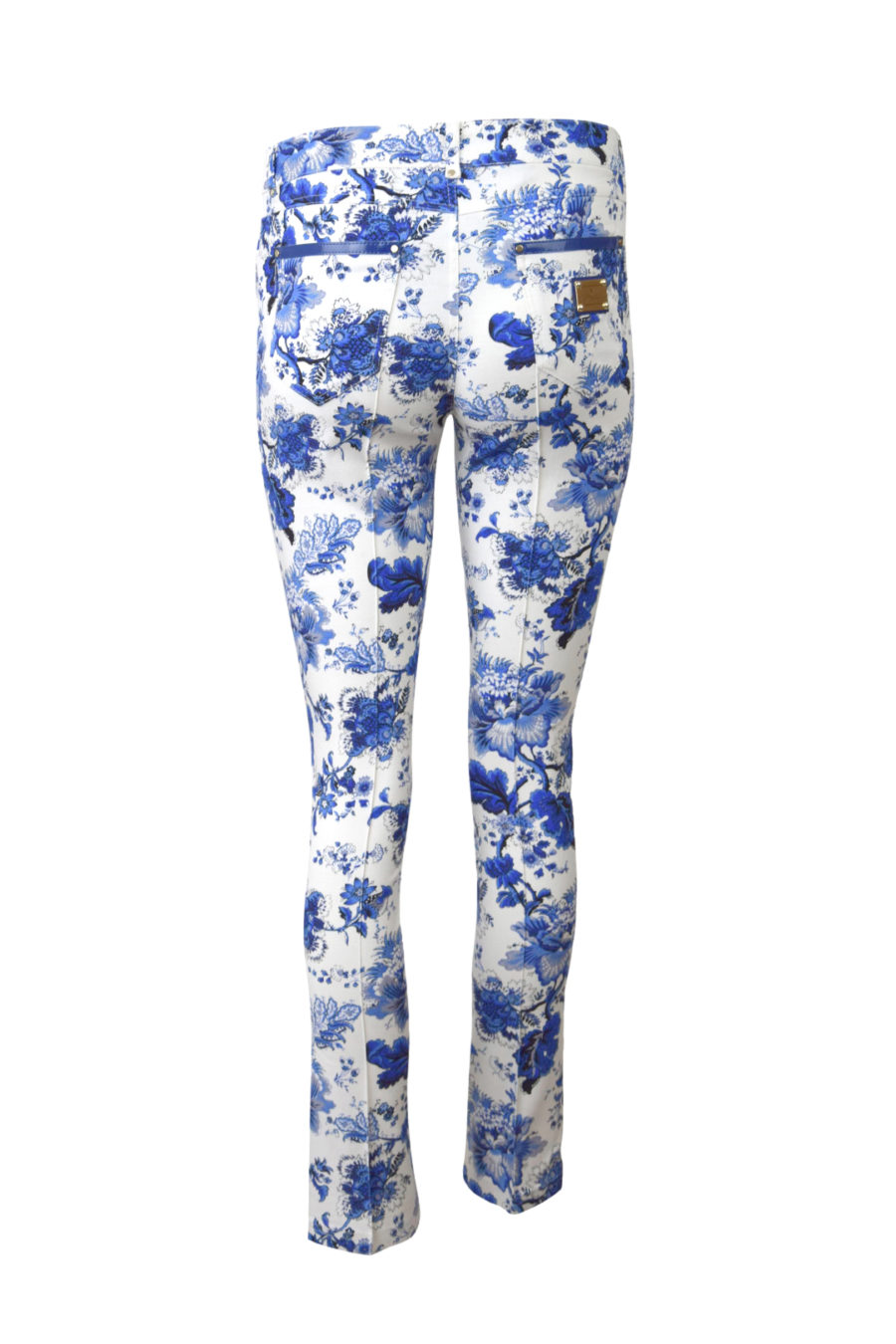 Jeans, mit Paisleymuster und Goldnieten im Diamond-Style, weiß-royalblau