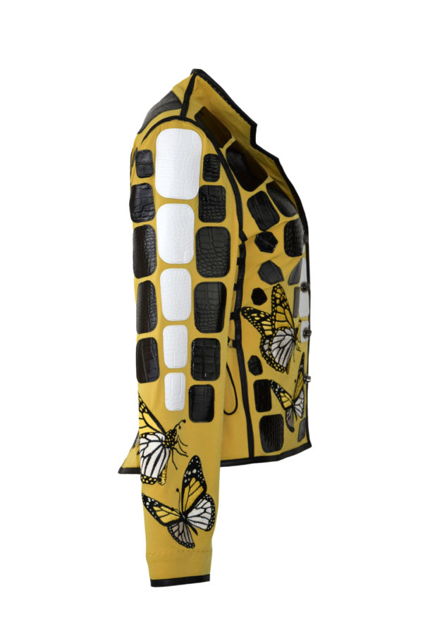Krokojacke mit "butterfly-embroidery" und französischem Kragen, Multisize