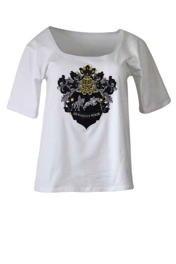 Shirt mit "Liz Malraux Horses-embroidery", Baumwolle, Kurzarm