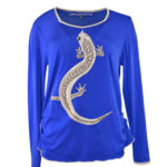 Shirt mit "salamander-embroidery" und Swarovski Kristallen, Langarm, Stitches: 55340