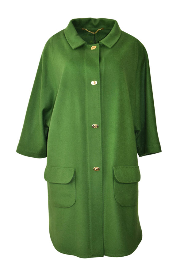 Mantel in T-Cut-Style mit vergoldeten Drehverschlüssen, 100% Kaschmir
