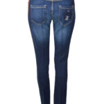 Jeans mit gestickter, elastischen Bordüre und Kontrasten