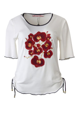 Shirt mit "orchidee-embroidery", Kurzarm