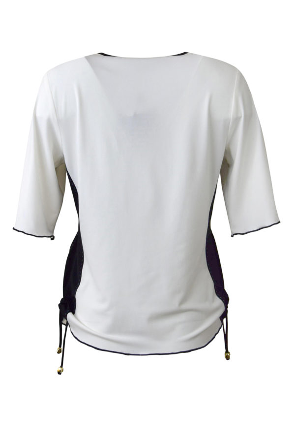 Shirt mit "ocean-embroidery" und schwarzen seitlichen Einsätzen, Kurzarm