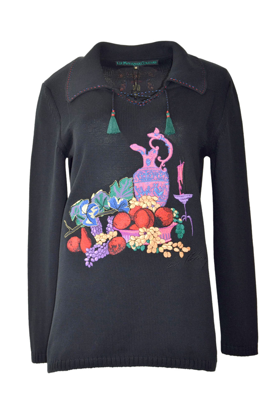 Pullover mit "still-life-embroidery", 100% Baumwolle, Langarm