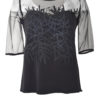 Couture-Shirt mit "moss-embroidery" und Kristallen, Kurzarm