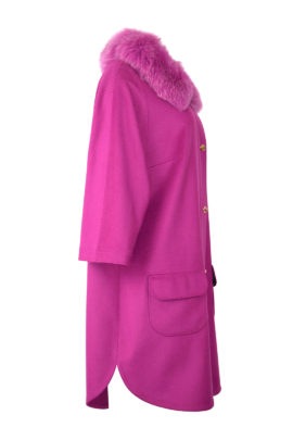 Mantel T-Cut-Style, Merino & Kaschmir, mit einem abnehmbaren Fuchskragen