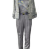 Jacke mit gestickter Bordüre, Bouclé-Baumwollgemisch, mixed-grey