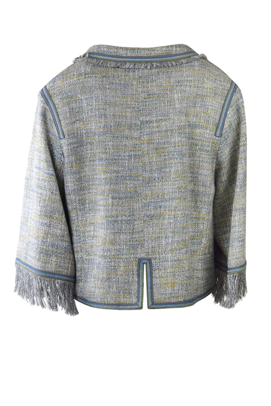 Jacke mit gestickter Bordüre, Bouclé-Baumwollgemisch, mixed-grey