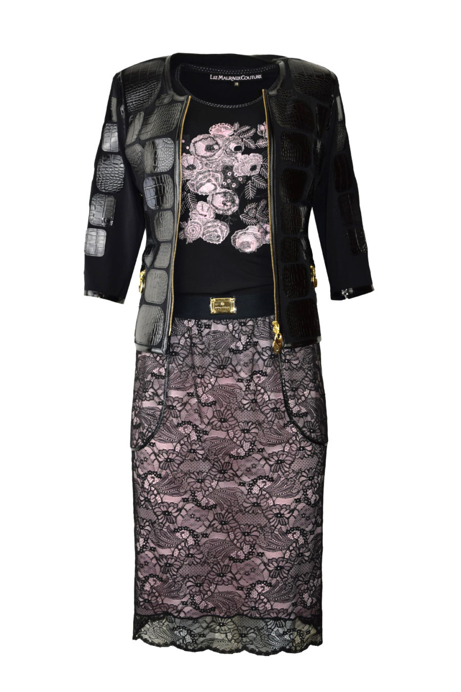 Shirt mit "flower-decor-embroidery", Kurzarm