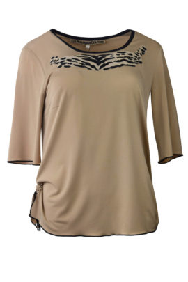 Shirt mit "tigerstreifen-embroidery", Kurzarm