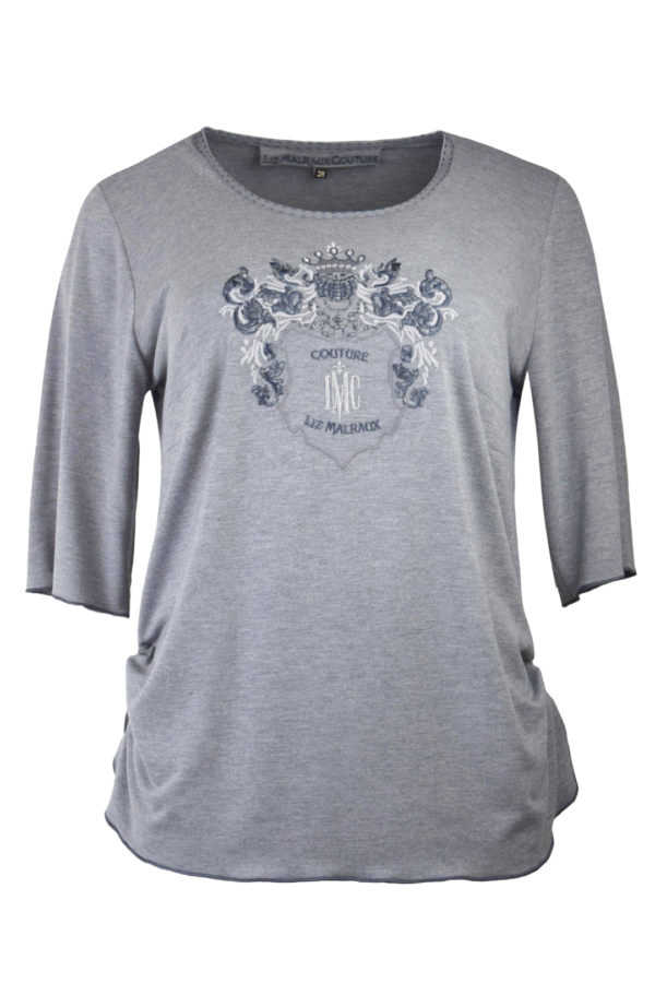 Shirt mit "heraldic-embroidery", Viskose, Kurzarm