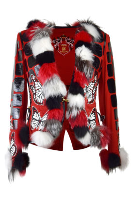 Couture-Jacke mit Fuchs- und Krokopatches-Applikationen