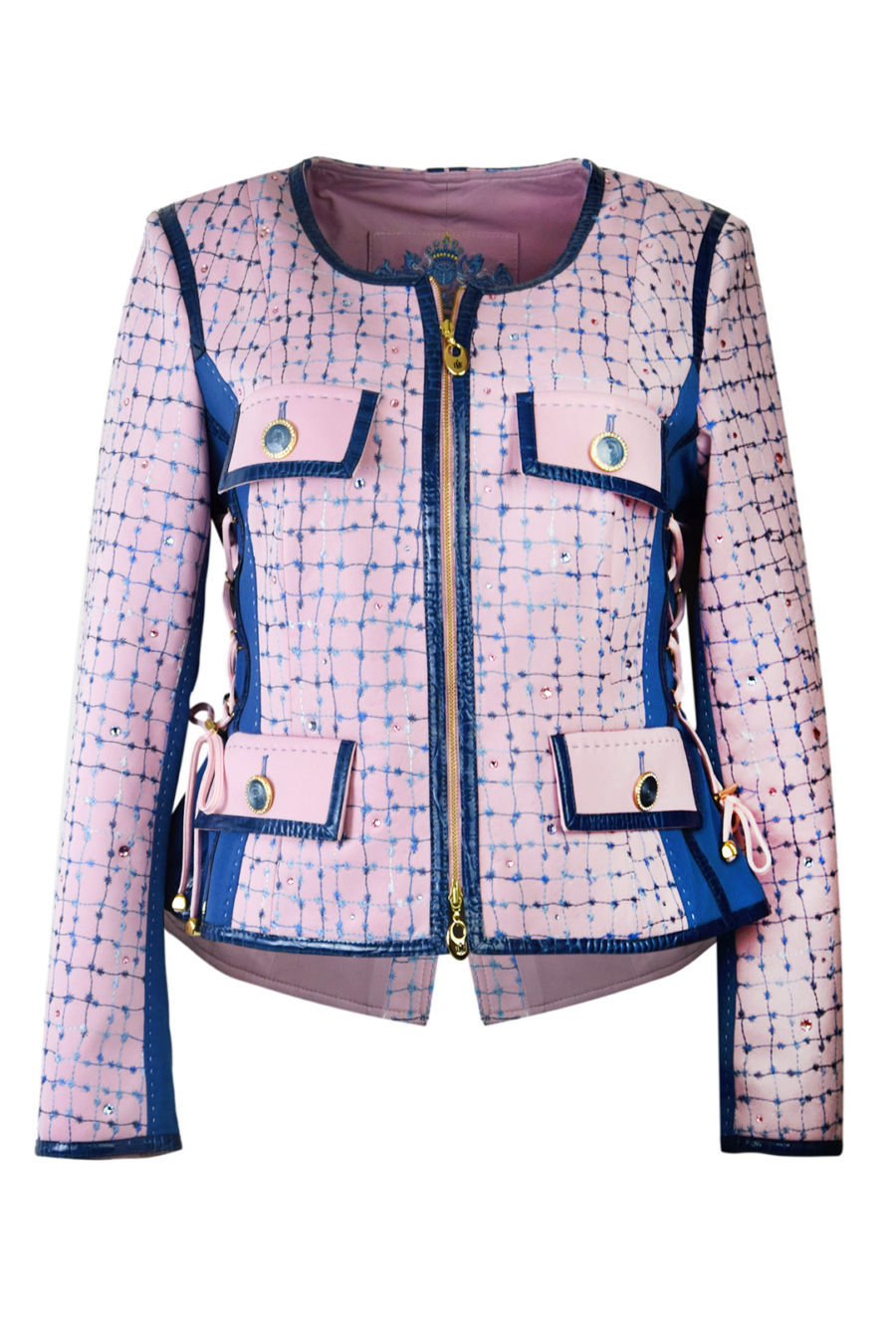 Haute Couture-Jacke mit "Bouclé-embroidery", und mit ca.120 Hotfix Kristallen