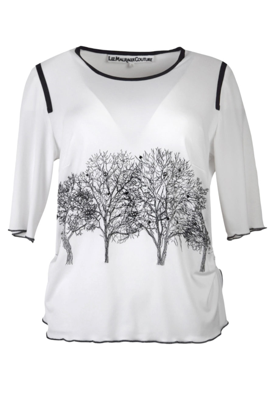Shirt mit "forest-embroidery", mit 50 Perlen und Kristallen appliziert, Kurzarm