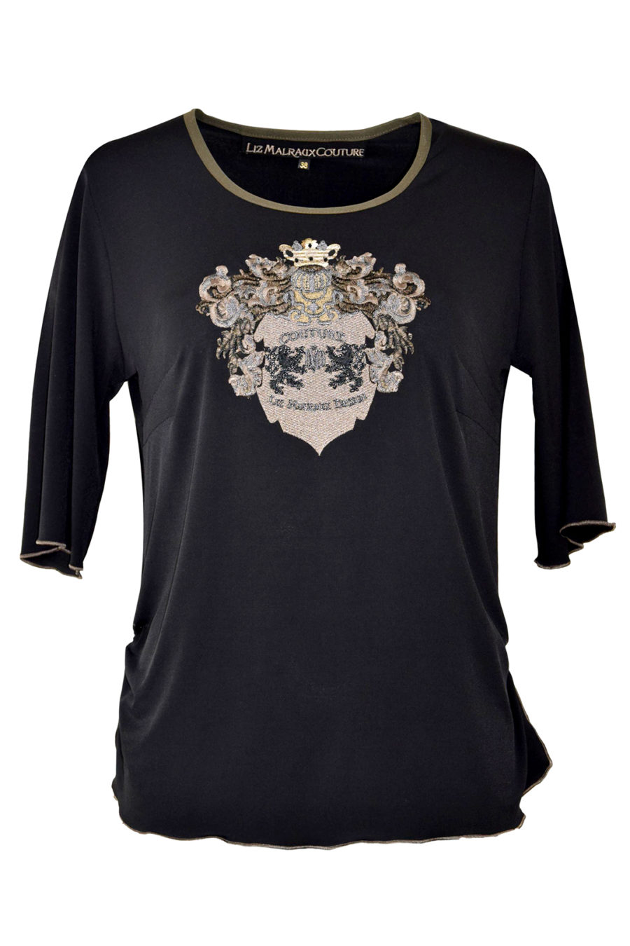 Shirt mit "heraldic-lion-embroidery", Kurzarm