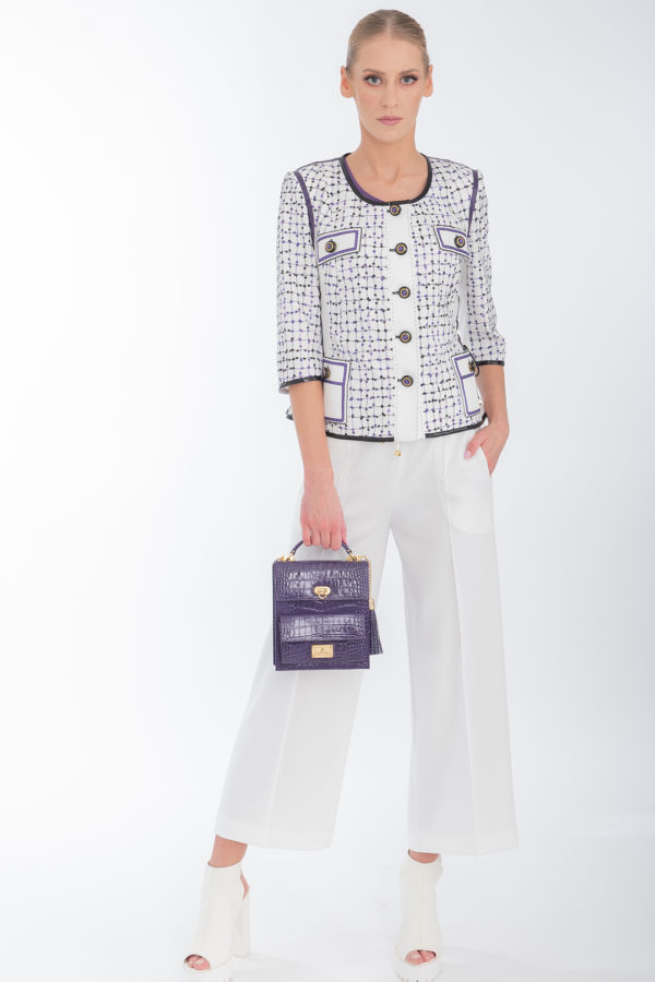 Couture-Jacke mit "Bouclé-embroidery", gestickten Pattentaschen und Knöpfen, Stiches: 373.000