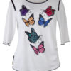 Shirt mit "Butterfly-embroidery" - 6 Motive, in multicolor, mit schwarzen Kontrasten, Kurzarm